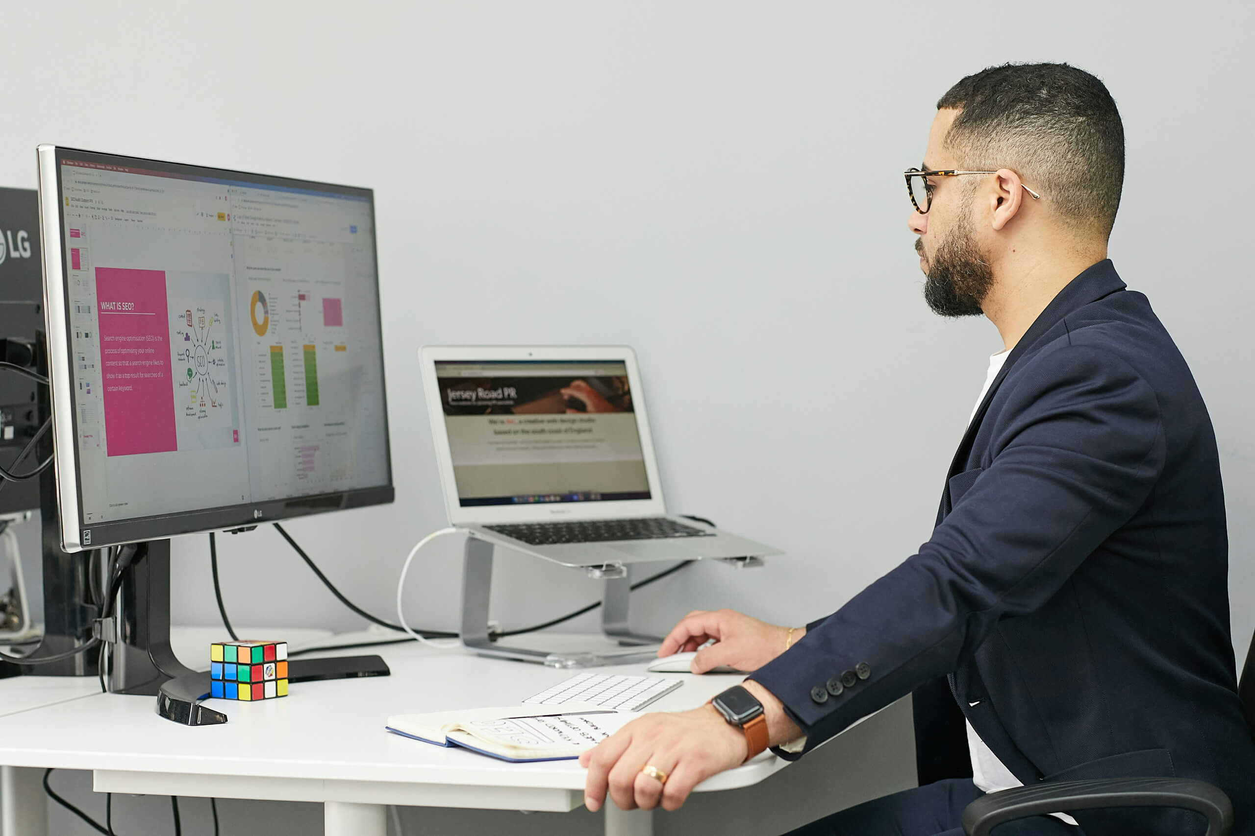 IT consultant creating customized IT solutions for business client.